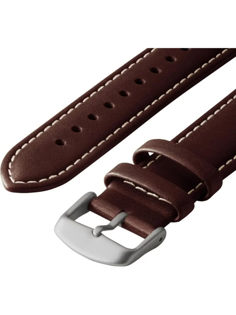 Men's Dark Chestnut/Natural Thread, Matte Silver Hardware Leather Straps Watch